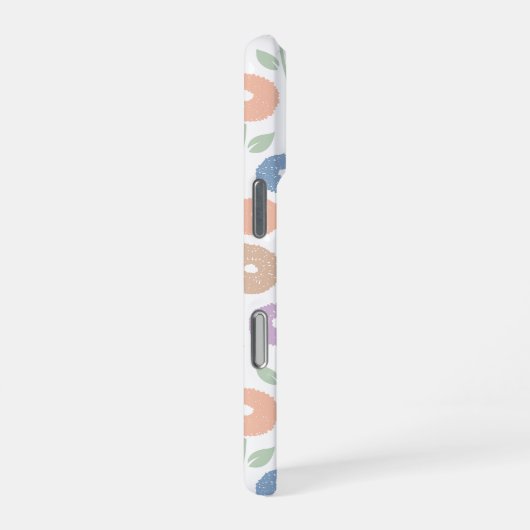 Fuzzy Flower Rpt Pattern Pastels on White iPhoneケース (右側面)