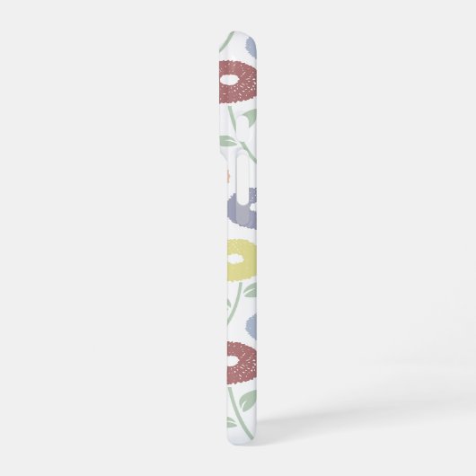 Fuzzy Flower Rpt Pattern Pastels on White iPhoneケース (左側面)