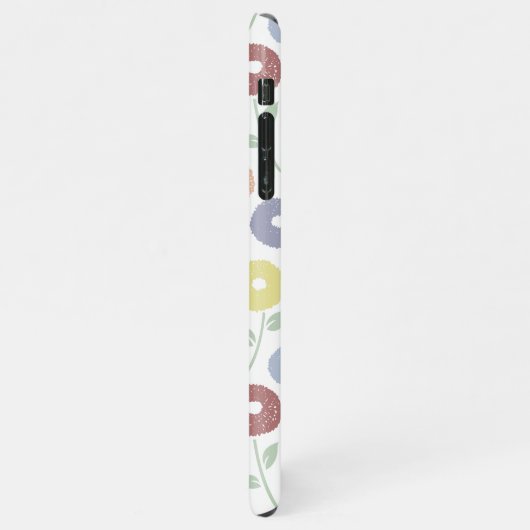Fuzzy Flower Rpt Pattern Pastels on White iPhoneケース (左側)