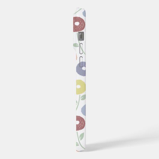 Fuzzy Flower Rpt Pattern Pastels on White iPhoneケース (左側面)