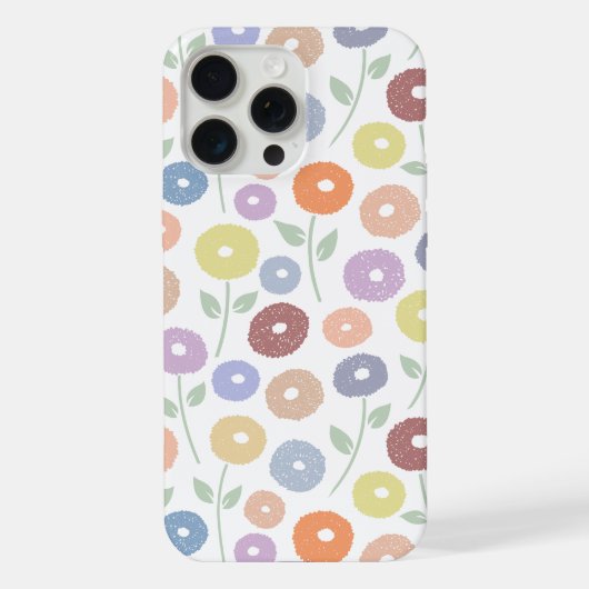 Fuzzy Flower Rpt Pattern Pastels on White iPhoneケース (裏面)