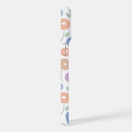 Fuzzy Flower Rpt Pattern Pastels on White iPhoneケース (右側面)