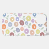 Fuzzy Flower Rpt Pattern Pastels on White iPhoneケース (裏面横)