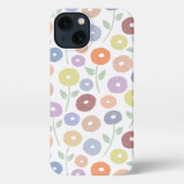 Fuzzy Flower Rpt Pattern Pastels on White iPhoneケース (裏面)