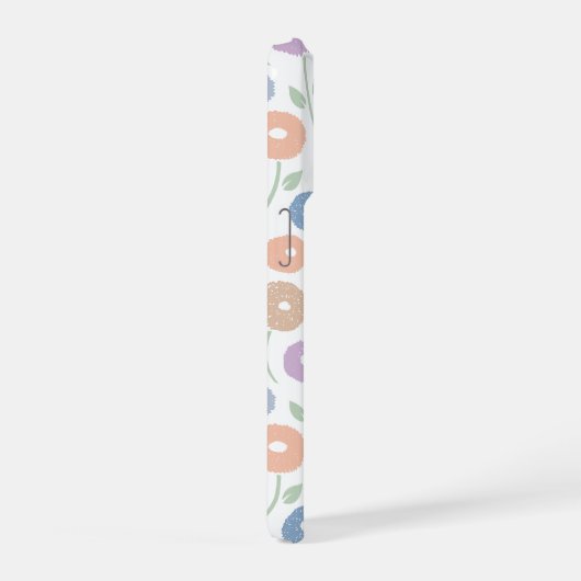 Fuzzy Flower Rpt Pattern Pastels on White iPhoneケース (右側面)