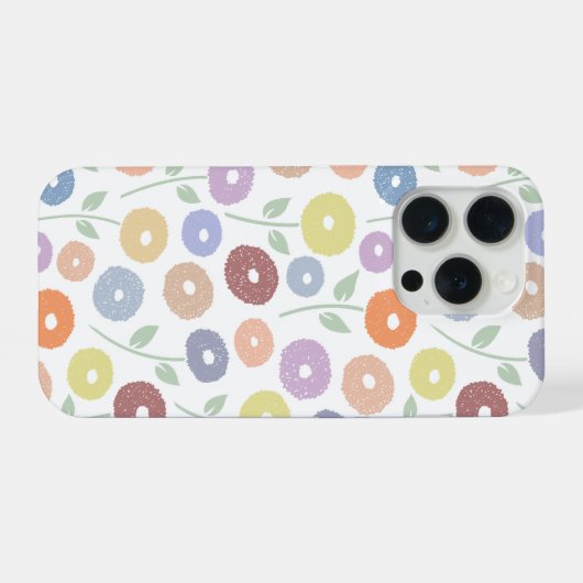 Fuzzy Flower Rpt Pattern Pastels on White iPhoneケース (裏面横)