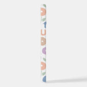 Fuzzy Flower Rpt Pattern Pastels on White iPhoneケース (右側面)