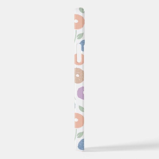 Fuzzy Flower Rpt Pattern Pastels on White iPhoneケース (右側面)
