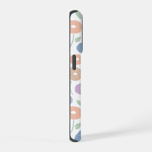 Fuzzy Flower Rpt Pattern Pastels on White iPhoneケース (右側面)