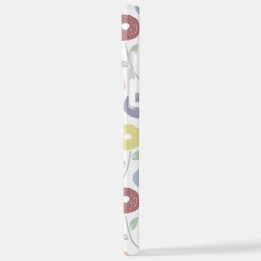 Fuzzy Flower Rpt Pattern Pastels on White iPhoneケース (左側面)