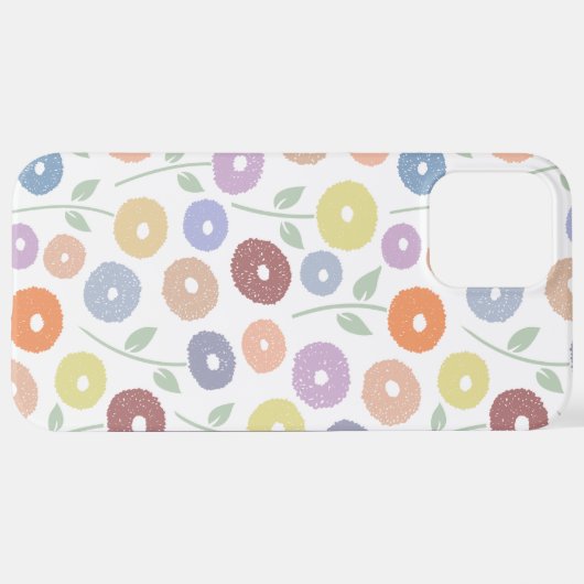 Fuzzy Flower Rpt Pattern Pastels on White iPhoneケース (裏面横)