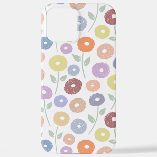 Fuzzy Flower Rpt Pattern Pastels on White iPhoneケース (裏面)