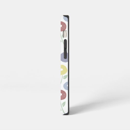 Fuzzy Flower Rpt Pattern Pastels on White iPhoneケース (左側面)