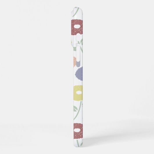 Fuzzy Flower Rpt Pattern Pastels on White iPhoneケース (左側面)