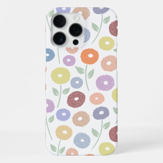 Fuzzy Flower Rpt Pattern Pastels on White iPhoneケース (裏面)