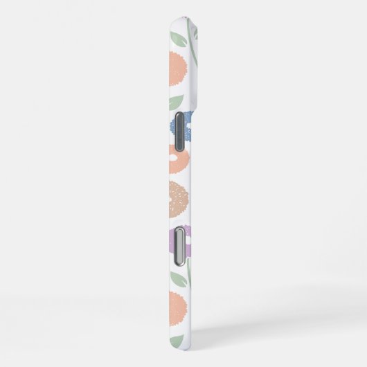 Fuzzy Flower Rpt Pattern Pastels on White iPhoneケース (右側面)