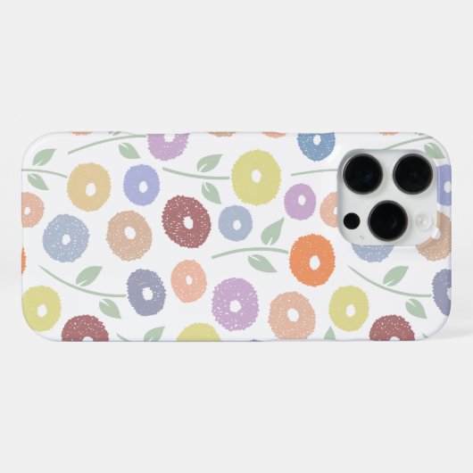 Fuzzy Flower Rpt Pattern Pastels on White iPhoneケース (裏面横)