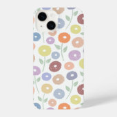 Fuzzy Flower Rpt Pattern Pastels on White iPhoneケース (裏面)