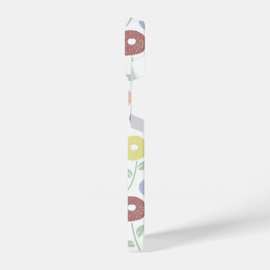 Fuzzy Flower Rpt Pattern Pastels on White iPhoneケース (左側面)