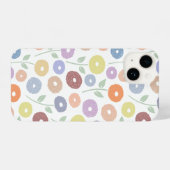 Fuzzy Flower Rpt Pattern Pastels on White iPhoneケース (裏面横)