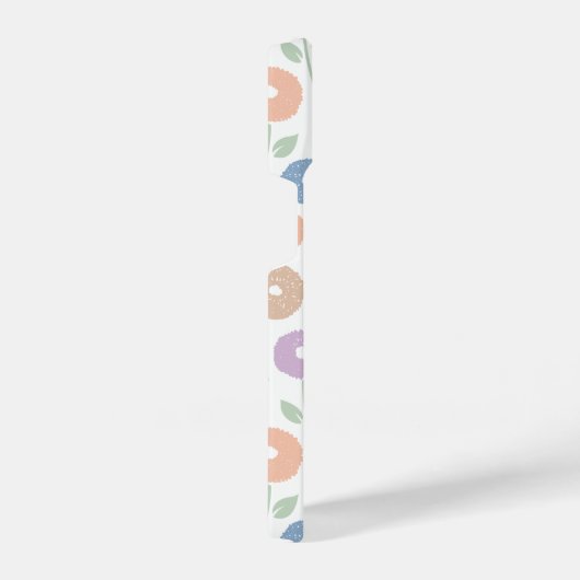 Fuzzy Flower Rpt Pattern Pastels on White iPhoneケース (右側面)