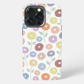 Fuzzy Flower Rpt Pattern Pastels on White iPhoneケース (裏面)