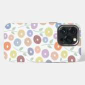 Fuzzy Flower Rpt Pattern Pastels on White iPhoneケース (裏面横)
