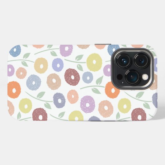 Fuzzy Flower Rpt Pattern Pastels on White iPhoneケース (裏面横)