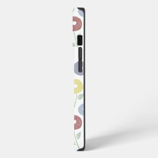 Fuzzy Flower Rpt Pattern Pastels on White iPhoneケース (左側面)