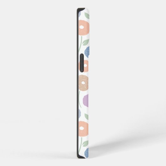 Fuzzy Flower Rpt Pattern Pastels on White iPhoneケース (右側面)