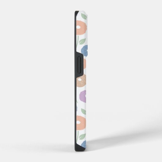 Fuzzy Flower Rpt Pattern Pastels on White iPhoneケース (右側面)