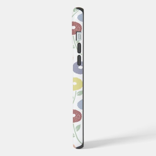 Fuzzy Flower Rpt Pattern Pastels on White iPhoneケース (左側面)