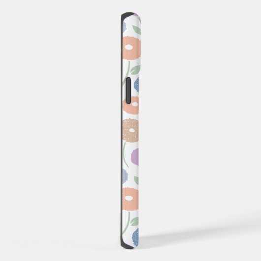 Fuzzy Flower Rpt Pattern Pastels on White iPhoneケース (右側面)
