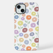 Fuzzy Flower Rpt Pattern Pastels on White iPhoneケース (裏面)