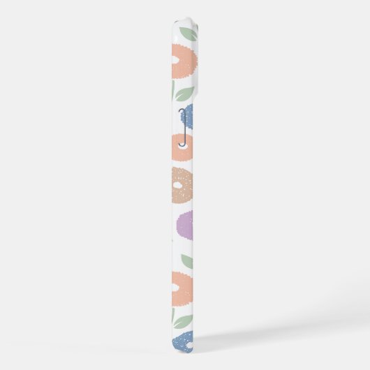 Fuzzy Flower Rpt Pattern Pastels on White iPhoneケース (右側面)