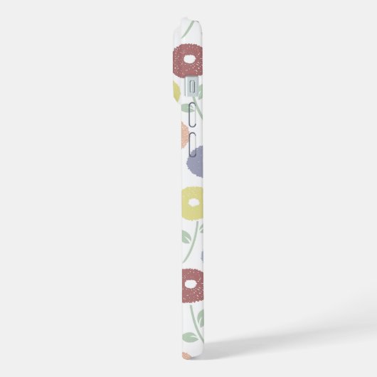 Fuzzy Flower Rpt Pattern Pastels on White iPhoneケース (左側面)