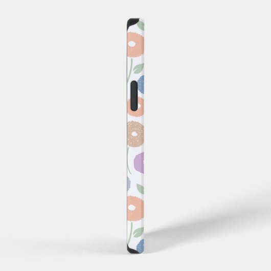 Fuzzy Flower Rpt Pattern Pastels on White iPhoneケース (右側面)