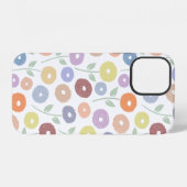 Fuzzy Flower Rpt Pattern Pastels on White iPhoneケース (裏面横)