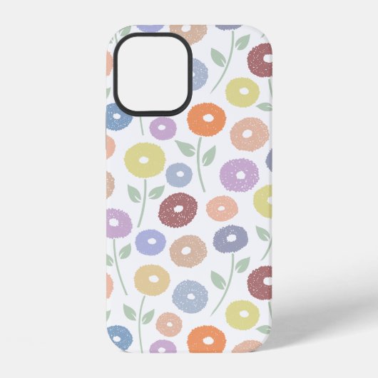 Fuzzy Flower Rpt Pattern Pastels on White iPhoneケース (裏面)