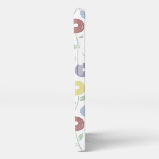 Fuzzy Flower Rpt Pattern Pastels on White iPhoneケース (左側面)