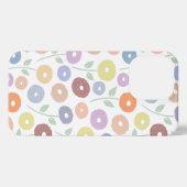 Fuzzy Flower Rpt Pattern Pastels on White iPhoneケース (裏面横)