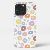 Fuzzy Flower Rpt Pattern Pastels on White iPhoneケース (裏面)
