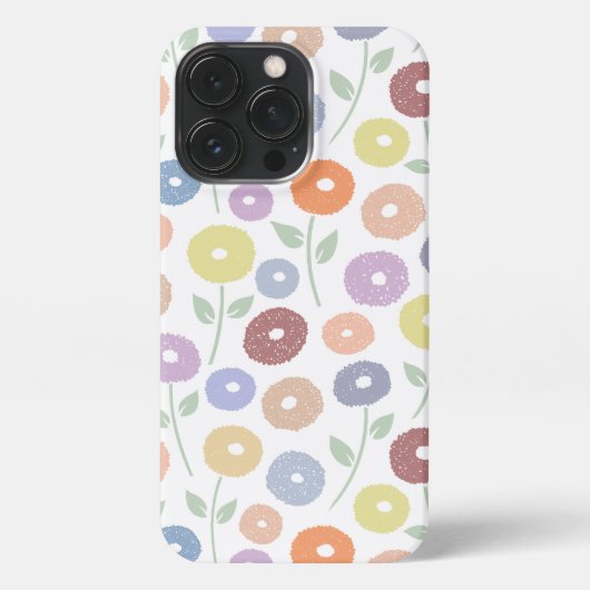 Fuzzy Flower Rpt Pattern Pastels on White iPhoneケース (裏面)