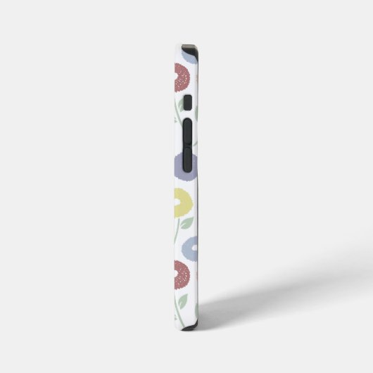 Fuzzy Flower Rpt Pattern Pastels on White iPhoneケース (左側面)