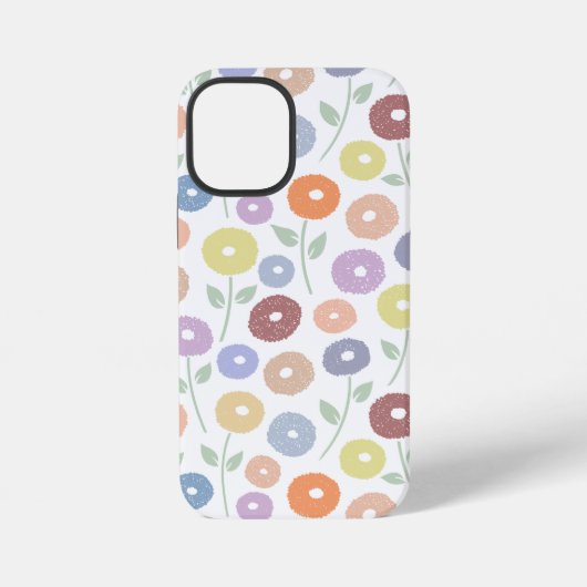 Fuzzy Flower Rpt Pattern Pastels on White iPhoneケース (裏面)
