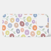 Fuzzy Flower Rpt Pattern Pastels on White iPhoneケース (裏面横)