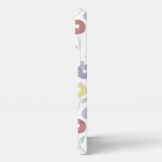 Fuzzy Flower Rpt Pattern Pastels on White iPhoneケース (左側面)