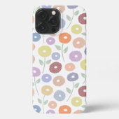 Fuzzy Flower Rpt Pattern Pastels on White iPhoneケース (裏面)