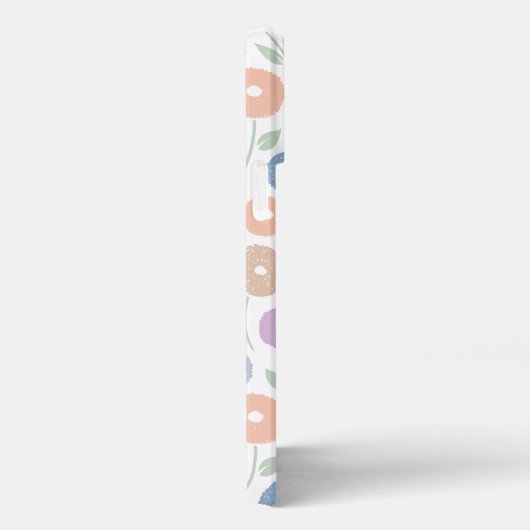 Fuzzy Flower Rpt Pattern Pastels on White iPhoneケース (右側面)
