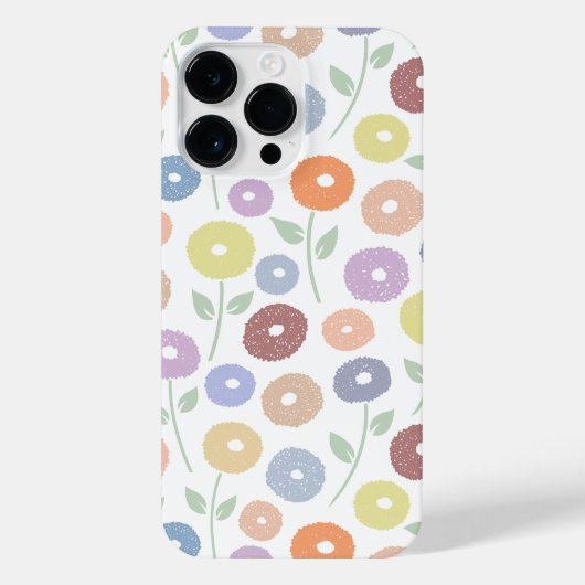 Fuzzy Flower Rpt Pattern Pastels on White iPhoneケース (裏面)